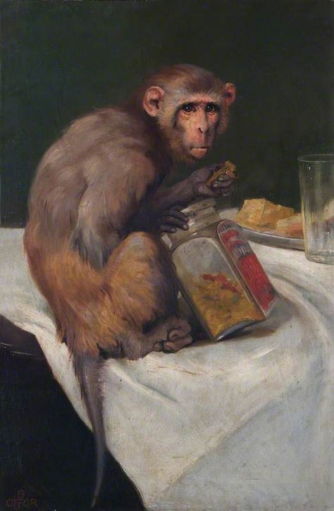 BEATRICE OFFOR, MONKEY AND A JAR, C. 1900-20 Beatrice Offor, Monkey Illustration, Monkey Art, Digital Museum, Weird Images, Pet Monkey, A Monkey, Art Uk, Arte Animal