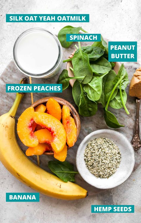 Peach Spinach Smoothie, Peach Banana Smoothie, Dishing Out Health, Competition Diet, Peach Smoothie Recipes, Flat Belly Smoothie, Smoothie Diet Challenge, Peach Smoothie, Fruit Smoothie Recipes Healthy