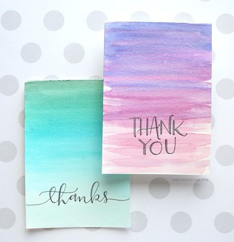 Easy DIY Thank You Cards (Ombré Watercolor) Diy Watercolor Cards, Watercolor Art Diy, Handmade Thank You Cards, Watercolor Ombre, Watercolor Card, Easy Art Projects, Tree Shop, Diy Watercolor, Needle Felt