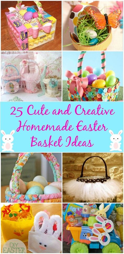 Believe it or not, people do actually make their own Easter baskets still. Years ago this wasn’t such a shocker but today, there are so many on the market with so many toys and candy selections that you may wonder why people even bother to make their own. If you are someone who... Inexpensive Easter Gifts, Cheap Easter Baskets, Cheap Homemade Gifts, Homemade Easter Baskets, Creative Easter Baskets, Easter Baskets To Make, Homemade Gift Baskets, Easter Basket Ideas, Easter Egg Dye