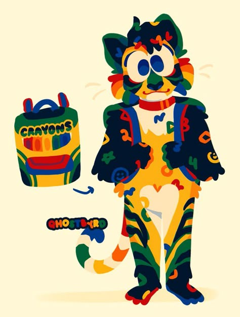 Clown Fursona, Doodle Ideas, Oc Inspo, Bright Art, Swag Art, Painting Inspo, Wow Art, Creature Concept Art, Kid Core