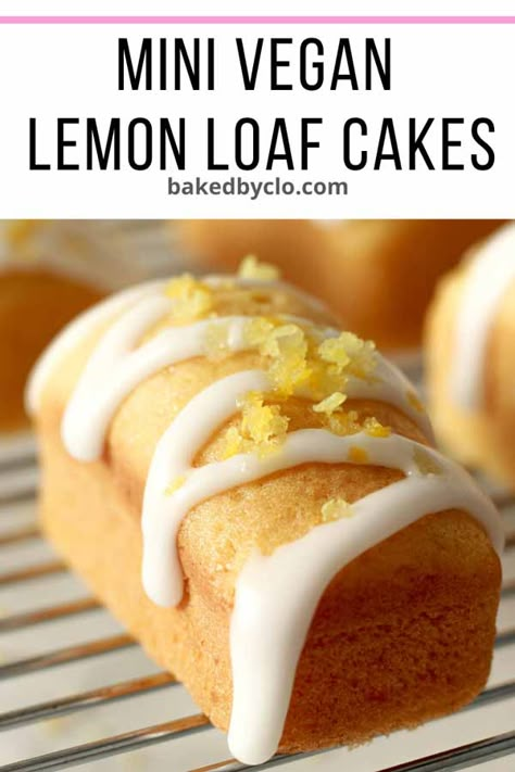 Vegan Mini Loaf Cakes Mini Lemon Loaf, Vegan Loaf, Mini Loaf Cakes, Vegan Lemon Cake, Lemon Loaf Cake, Vegan Easter, Vegan Baking Recipes, Loaf Cakes, Lemon Drizzle Cake