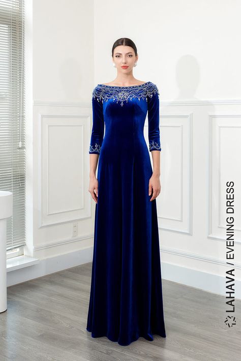 Long sleeve velvet gown