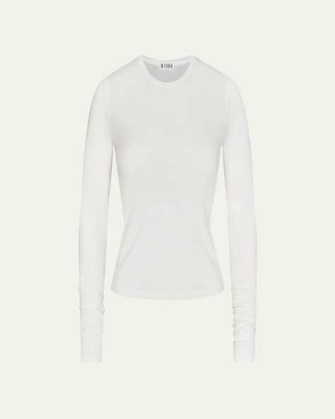 Eterne classic tshirt    Crew neckline    Long sleeves    Slightly cropped hem    Fitted    Pullover style    Cotton/modal    Made in USA Pullover Styling, Womens Clothing Tops, Crew Neckline, Long Sleeve Tshirt, Made In Usa, Long Sleeves, Crew Neck, Clothes For Women, Long Sleeve