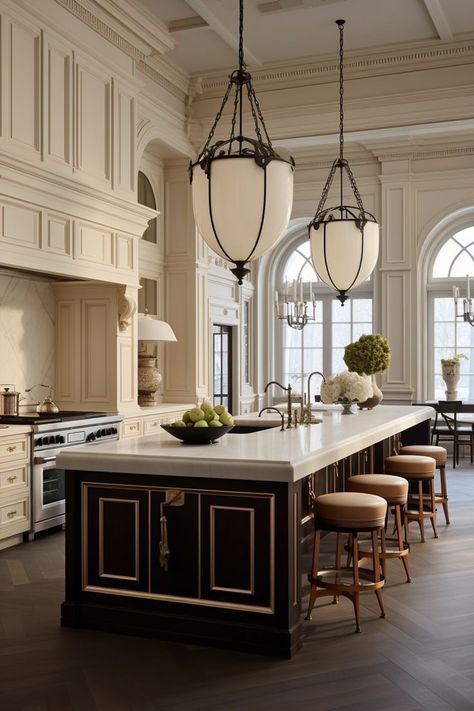 French Villa Kitchen, Modern French Villa, Villa Dining Room, Dark Wood Kitchen, Villa Kitchen, Awesome Kitchens, French Villa, Dark Wood Kitchens, Kitchens Design