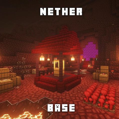 Nether Base Ideas, Base Ideas Minecraft, Nether Base, Construction Minecraft, Minecraft Decoration, Minecraft Redstone, Base Ideas, Minecraft Structures, Minecraft Interior Design