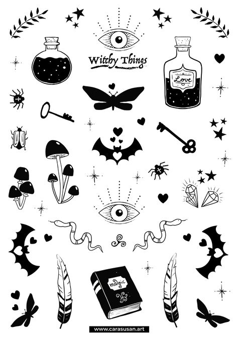 Halloween Stickers: 3 magical sheets for journaling, decorating & more

Decorate your Halloween journal, planner, or gifts with these spooky stickers. Perfect for kids and adults alike! #halloween #stickers #journaling . #Bat_Flash_Tattoo #Flash_Art_Tattoos #Magic_Crystals #Sharpie_Tattoos Witch Things, Sharpie Tattoos, Flash Tattoo Designs, Cute Little Tattoos, Magical Things, Small Hand Tattoos, Halloween Sticker, Tattoo Art Drawings, Botanical Illustrations