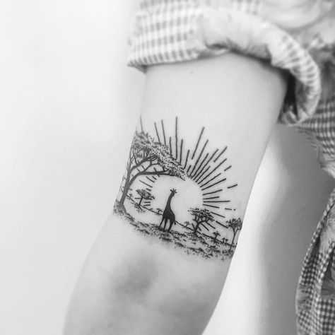 20 Powerful Africa Tattoos Scenery Tattoo, Rhino Tattoo, Africa Tattoos, African Tattoo, Sunset Tattoos, Modern Tattoos, Top Tattoos, Disney Tattoos, Symbolic Tattoos