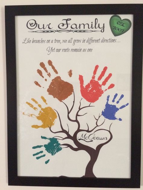 We made our own, must admit, looks outstanding Family Art Projects, Birthday Decorations At Home, Grandma Birthday Card, Family Tree Print, Family Tree Project, Wall Art Diy Paint, Hand Prints, Diy Father's Day Gifts, Art And Craft Videos