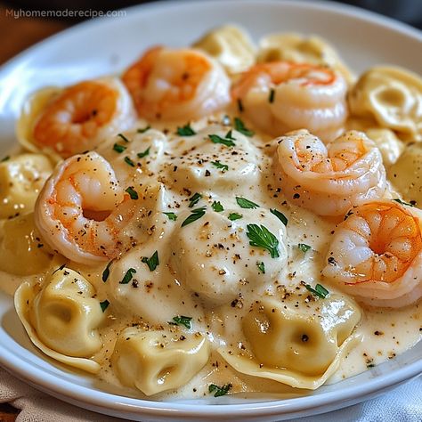 A rich and comforting dish, this Cheese Tortellini Shrimp Alfredo combines tender shrimp with a creamy Alfredo sauce and cheesy tortellini. Perfect for a cozy dinner. Shrimp And Cheese Tortellini Recipes, Tortellini And Shrimp Recipes, Shrimp And Tortellini Recipes, Shrimp Tortellini Recipes, Creamy Cheese Tortellini, Shrimp Tortellini Alfredo, Shrimp Tortellini, Cheese Tortellini Recipes, Shrimp Alfredo Recipe