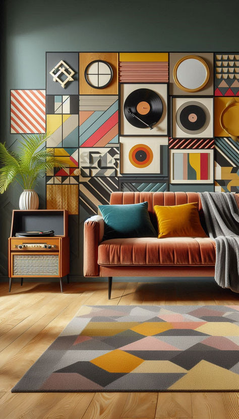 Modern/retro/vintage/fashion interior design living room, Home decor Hip Interior Design, Gemini Interior Design, Retro Futurism Decor, Madmen Decor, Modern Retro Living Room, Modern Retro Decor, Pastel Living Room, Fashion Interior Design, Retro Interior Design