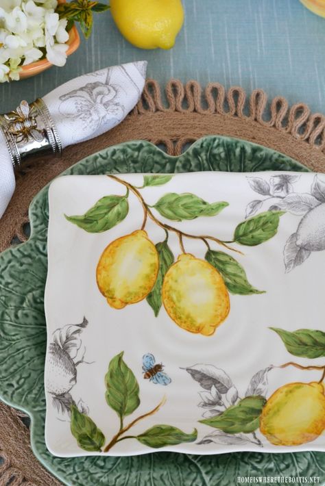 Decorating With Lemons, Rub N Buff, Metal Napkin Rings, Pinterest Challenge, Picture Frame Molding, Hydrangea Not Blooming, Leaf Plates, Bee On Flower, Summer Tables