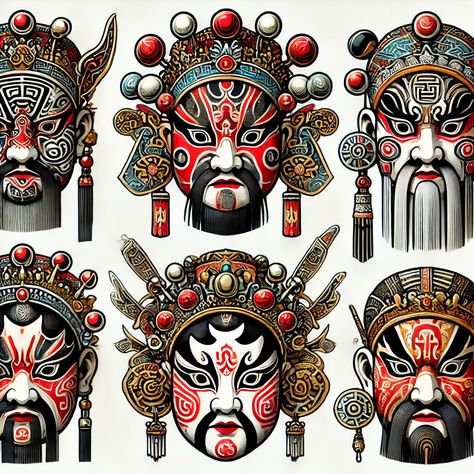 Chinese Opera Mask, Chinese Mask, Mask Project, Opera Mask, Beijing Opera, Chinese Folk Art, Art Mask, Japan Tattoo Design, Chinese Opera