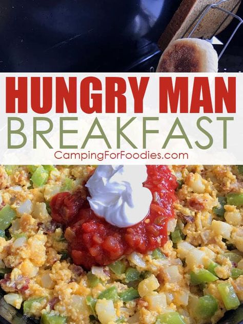 Hungry Man Breakfast, Man Breakfast, Camping Breakfast Ideas, Breakfast Crockpot, Hungry Man, Simple Camping, Fast Breakfast, Breakfast Crockpot Recipes, Camping Breakfast