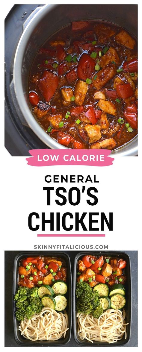 Low Fat Instant Pot Recipes, Healthy General Tso Chicken, Easy Low Calorie Dinners, Instant Pot Healthy, General Tso's Chicken, Low Fat Chicken, Low Calorie Chicken, Easy Pressure Cooker Recipes, Tso Chicken