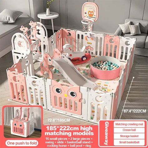 [🔥CLEARANC SALE] - SMALL CHILDREN'S PLAYGROUND Fenced Play Area, Home Daycare, Play Centre, Kids Play Area, Indoor Playground, Kids Playground, Baby Safe, Activity Centers, Rocking Horse