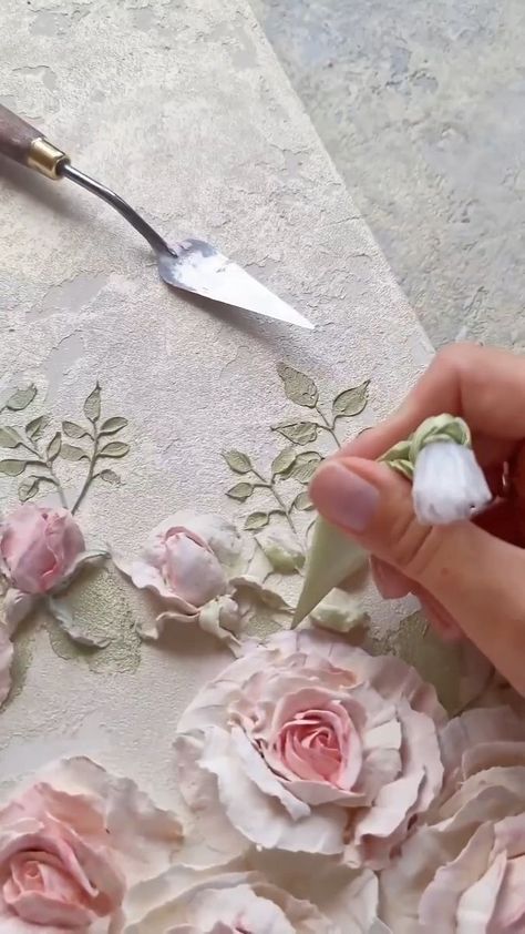 9.5K views · 413 reactions | Relief painting on canvas/wallputty craft ideas/Relief work of flower/Cone work #walldecor #walldesign #wallart #wallartdecor #wallartdesign #wallartideas #wallartdecoration #texturedpainting #texturedart #texturedesign #painting #paintingart #paintingideas #acrylicpainting #acrylicpainting #canvasartwork #homedecoration #acrylicart #walldecoration #acryliconcanvas #texturedpainting #homedecor | Khanva 3 | Khanva 3 · Original audio Clay In Canvas, Clay Paintings On Canvas, Texture Painting Techniques, Relief Painting, Flower Cones, Plaster Sculpture, Palette Knife Painting, Knife Painting, Sculpture Painting