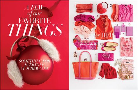 J Crew Christmas Catalog, Holiday Catalog Design, Christmas Catalogue Design Layout, Laydown Photography, Catalog Inspiration, Catalog Cover Design, Christmas Fashion Photography, J Crew Catalog, Christmas Editorial