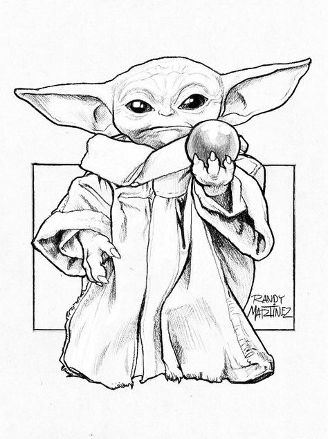 Yoda Tattoo Ideas, Grogu Drawing, Baby Yoda Tattoo, Baby Yoda Drawing, Yoda Tattoo, Art Ideas To Draw, Star Wars Stencil, Yoda Drawing, Digital Art References