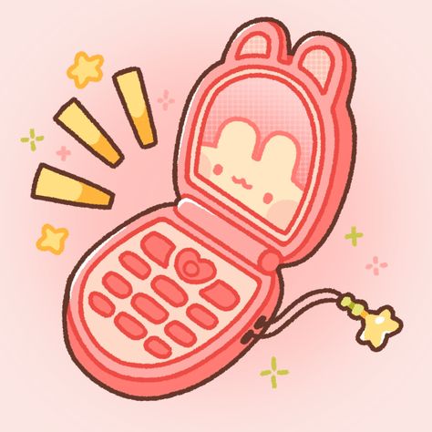 bunnie is calling! are you going to answer? 💖 super late to the cute flip phone art trend but here i am hehe. i remember my first phone being a flip phone before smartphones were really a thing yet! did you ever have one? ✨ #digitalillustration #cutearteveryday #kawaiiart #y2kart #pastelart #bunnyart #artistsoninstagram #flipphone #nostalgicart Bunnies Cute Drawing, Cute Phone Drawing, Flip Phone Drawing, Phone Drawing, Pastel Phone, Arte Do Kawaii, Kawaii Phone, Kawaii Tattoo, Nostalgic Art