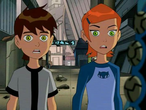 Ben 10 (Ben and Gwen) wide-eyed Trixie Tang, Grandpa Max, Ben And Gwen, Ben 10 And Gwen, Cartoon Network Studios, Gwen 10, Foster Home For Imaginary Friends, Anime Kiss Gif, Ben Ten