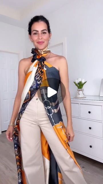 Doranellys Patton on Instagram: "DIY scarf top🧣Comment LINKS to Shop, no other words or emojis. Outfit will be in my LTK / stories. Scarf sizes are 70”x 35” pearl embellished pins come in a set and jeans are on sale!

📍Save for inspo 💖If you loved this video, turn on Reels Notifications, so you don’t miss any of my reels.

🚫Do not repost my videos without my consent©️

#fashionhacks #howtotieascarf #stylingtipps #scarftutorial #scarfstyle #scarfs #fashiontips" Scarf Sizes, Scarf Tutorial, Diy Scarf, Scarf Rings, Scarf Top, Instagram Diy, Scarf Tying, Scarfs, Scarf Styles