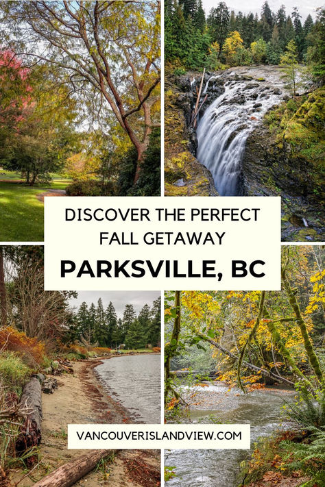 Are you looking for a Fall getaway travel idea? Look no further than Parksville, BC on Vancouver Island. This resort town offers incredible ammenities and enough natural wonders for a spectacular retreat. If you missed out this year, make sure to save this for future use. Parksville Bc, Travel Vancouver Island, Travel Vancouver, Fall Getaways, Vancouver Island, Pacific Northwest, Natural Wonders, Vancouver, The Good Place