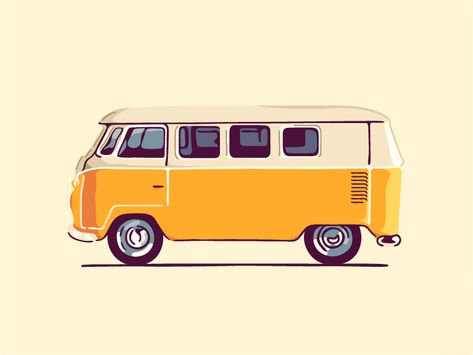 Van Drawing, Vintage Volkswagen Bus, Artwork On Wall, Vintage Volkswagen, Vw Van, Volkswagen Bus, Retro Summer, Art Deco Engagement Ring, Retro Flowers