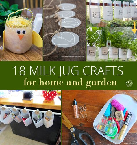 Today I am featuring 18 creative and useful milk jug crafts that you can use around the house. These will make you think twice before throwing away your plastic jugs. There is so much I love about recycled crafts. You save room in the landfills, you get a brand new upcycled item, and the cost   Continue reading →  The post 18 Milk Jug Crafts For Home And Garden appeared first on Rustic Crafts & Chic Decor. Detergent Jug Upcycle, Milk Jug Animal Crafts, Milk Jugs Crafts, Recycle Milk Jugs, Crafts With Milk Jugs, Yogurt Pouch Caps Crafts, Milk Jug Crafts For Kids, Gallon Jugs Crafts, Milk Jug Easter Basket