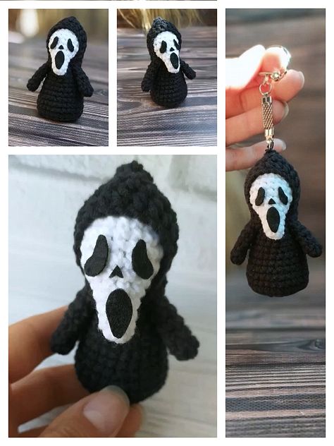 Crochet Skull, Crochet Keychain Pattern, Halloween Crochet Patterns, Crochet Animals Free Patterns, Crochet Amigurumi Free Patterns, Beginner Crochet Projects, Patterns Ideas, Crochet Amigurumi Free, Crochet Fall