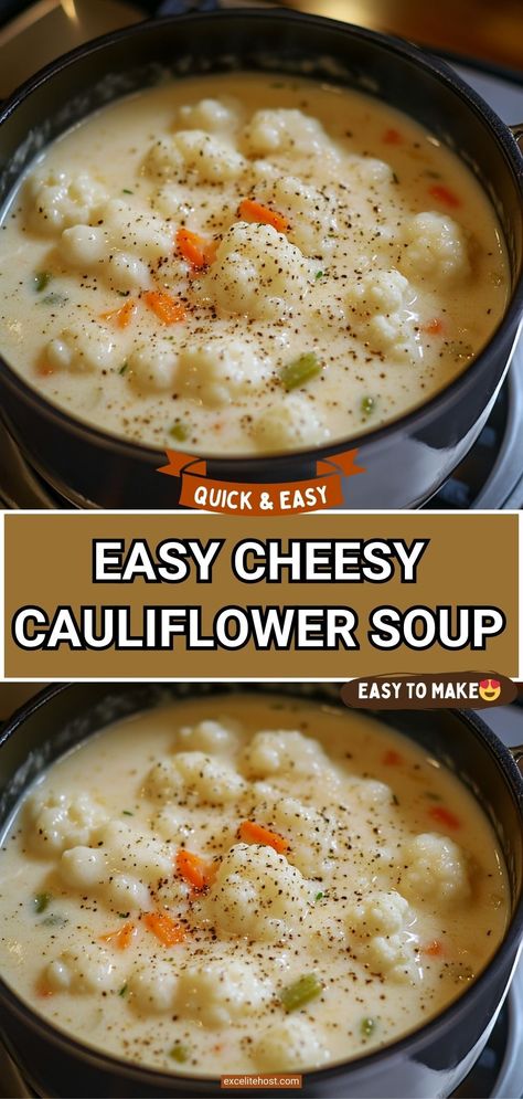 Cheesy cauliflower soup is a thick, cheese, and vegetable soup. Watch out, it can be addictive and become your favorite) If you like cauliflower-like I do, be sure to try this soup. Easy Cauliflower Soup Recipes, Cauliflower Parmesan Soup Recipes, Creamy Califlour Soup, Califlower Recipes Sausage Soup, Cheesy Cauliflower Soup Recipes, Cauliflower Cheese Soup Recipes, Crock Pot Cauliflower Soup, Christmas Eve Cauliflower Soup, Cauliflower Sausage Soup