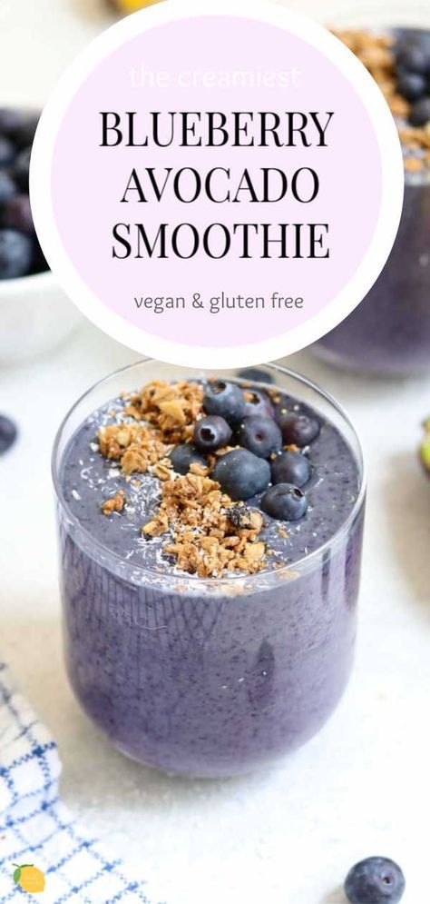 Blueberry Avocado Smoothie, Avocado Muffins, Easy Smoothie Recipe, Avocado Smoothie Recipe, Avocado Dessert, Avocado Brownies, Creamy Smoothies, Avocado Smoothie, Blueberries Smoothie