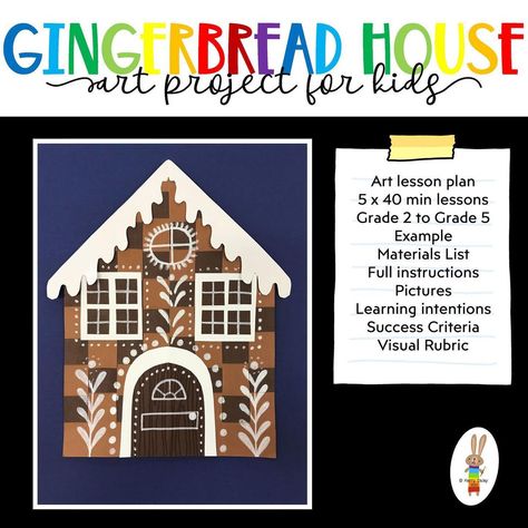 Kerry Daley on Instagram: “You can find details in my profile 👍🏻 . . #gingerbreadhouse #weaving #paperweaving #kidsart #kidsartclass #artandcraft…” Gingerbread Men Art Projects For Kids, Christmas Art Grade 5/6, Middle School Art Christmas Projects, Gingerbread House Art Lesson, Christmas Art Lessons For Middle School, Gingerbread House Art Project, Gingerbread House Art Projects For Kids, Winter Elementary Art Projects, Christmas Elementary Art