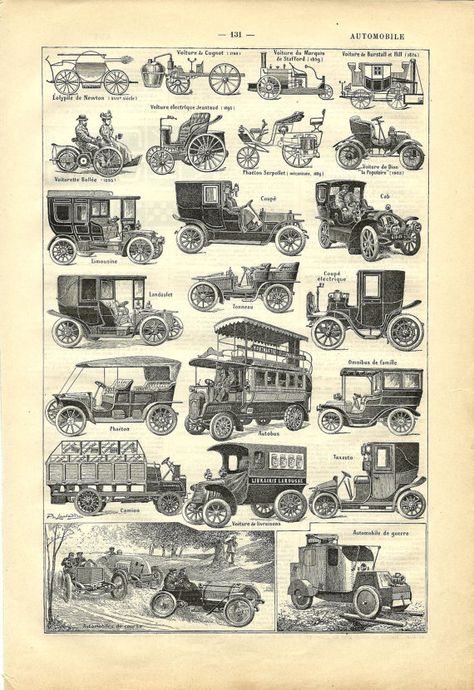 1908 Bus Illustration, Auto Illustration, Types Of Cars, Thunderbird Convertible, French Dictionary, Car Poster, Car Illustration, Old Car, Car Drawings