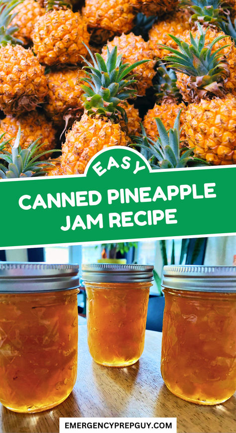 A vibrant display of fresh pineapples paired with jars of golden homemade pineapple jam, showcasing the process of how to can pineapple jam. Jelly Making For Beginners, How To Can Pineapple, Canning Juice Recipes, Pineapple Jelly Recipe, Crockpot Jam, Canning Jelly Recipes, Homemade Orange Marmalade Recipe, Pineapple Jam Recipe, Watermelon Jam