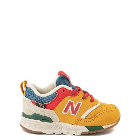 New Balance 997H Athletic Shoe - Baby / Toddler - Yellow / Multicolor | Journeys Baby Shoe Crochet, Stylish Toddler Boy Outfits, Shoe Crochet, New Balance 997h, Retro Trainers, Shoe Size Chart Kids, Crochet Baby Shoes Pattern, Outfits Hombre