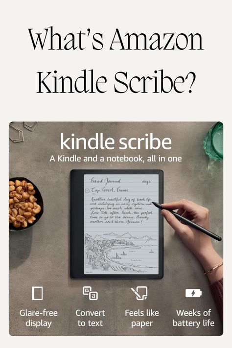 The Amazon Kindle Scribe is an exciting new addition to the Kindle family, offering features that go beyond traditional e-readers. It is the first Kindle to include a digital notebook and Pen, allowing users to not only read but also write and annotate directly on the device.

See Key Features on my post Kindle Scribe, Notebook And Pen, Notes Organization, Read And Write, Digital Notebook, A Notebook, Digital Notebooks, Kindle Paperwhite, Avid Reader