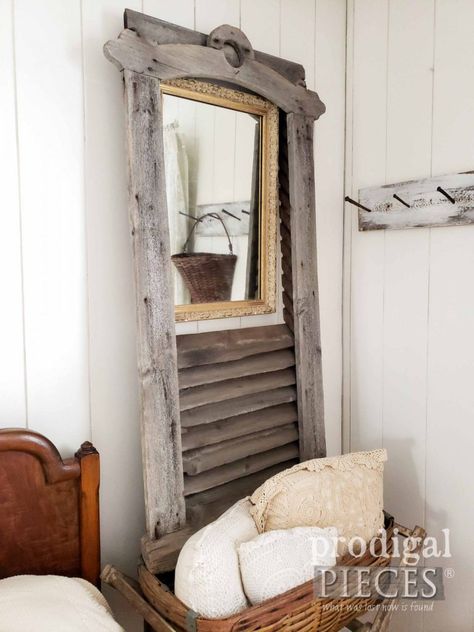 Architectural Salvage Antique Barn Vent Mirror by Larissa of Prodigal Pieces | prodigalpieces.com #prodigalpieces #home #farmhouse #homedecor #architectural Farmhouse Kitchen Canisters, Farmhouse Thrift Store Makeovers, Vintage Secretary Desk, Salvaged Decor, Muebles Shabby Chic, Vintage Wire Baskets, Antique Vanity, Free Furniture, Diy Fire Pit