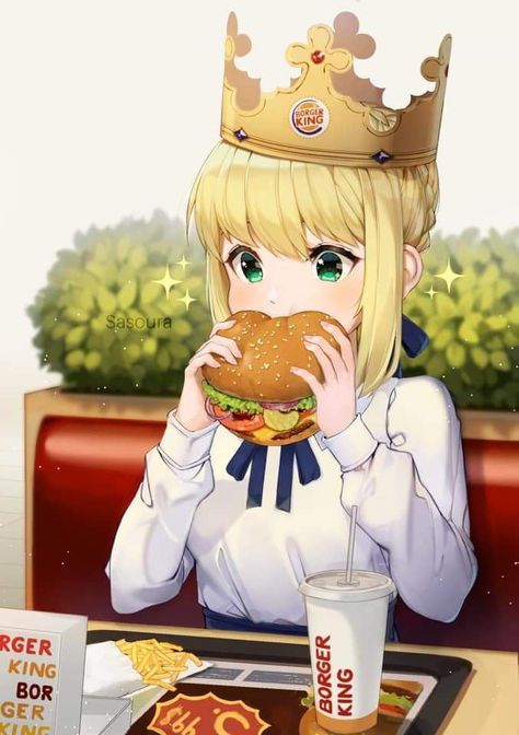 Burger king Anime Burger, Arturia Pendragon, Fate Stay Night Series, Fate Anime Series, Stay Night, A King, 영감을 주는 캐릭터, Fate Stay Night, Burger King