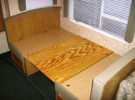 Camper Table, Camper Mods, Camper Maintenance, Create Storage, Storage Hacks Diy, Rv Furniture, Camper Beds, Pop Up Trailer, Diy Pop