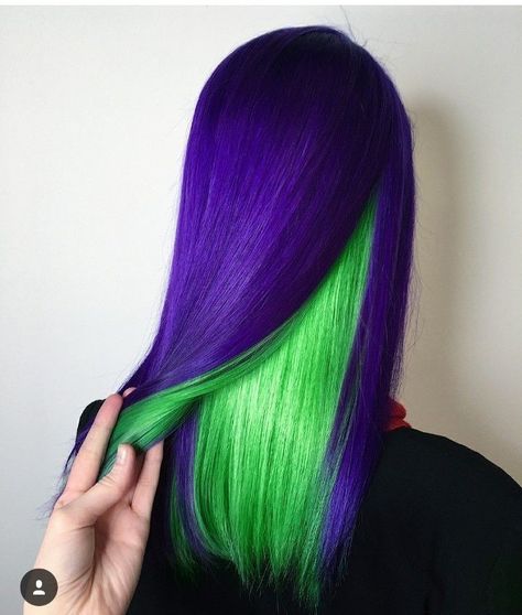 Hair Dye Color Combinations, Neon Green And Purple Hair, Bold Hair Color Ideas, Purple And Green Hair, Jayne Matthews, Good Haircut, Dyed Hair Purple, Peekaboo Hair, Vivid Hair Color