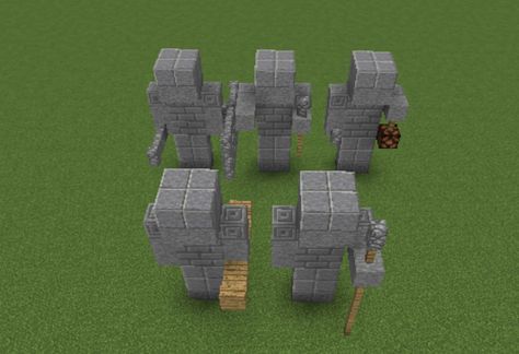 Statues of Warriors - GrabCraft - Your number one source for MineCraft buildings, blueprints, tips, ideas, floorplans! Minecraft Warrior Statue, Minecraft Small Statue Ideas, Minecraft Stone Statues, Small Statue Minecraft, Minecraft Small Statue, Minecraft Statue Ideas, Statue Minecraft, Villa Minecraft, Construction Minecraft