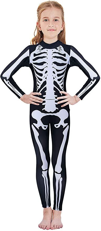 Amazon.com: RAISEVERN Boys Girls Halloween Cosplay Jumpsuit Bodysuit 3D Graphic Skull Skeleton Bone Catsuit for Kids 7-14 Years : Clothing, Shoes & Jewelry Scary Halloween Costumes For Girls, Cute Scary Halloween Costumes, Skeleton Kids Costume, Toddler Girl Skeleton Costume Diy, Kids Skeleton Costume Girl, Skeleton Overalls, Cop Costume For Kids, Girls Skeleton Costume, Skeleton Costume Kids