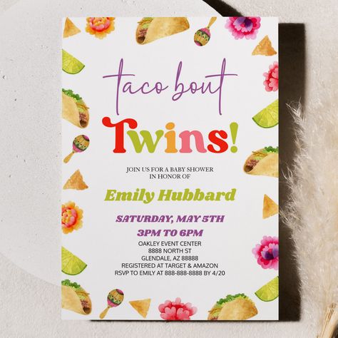 Twin Girl Baby Shower Themes, Taco Bout Twins Shower Ideas, Taco Bout A Baby Shower Ideas, Taco Bout Twins, Twins Shower Ideas, Twins Baby Shower Ideas, Twin Baby Shower Theme, Twin Baby Shower Ideas, Homeroom Mom