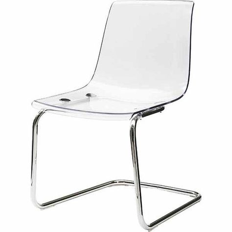 clear acrylic Tobias Chair, Acrylic Desk Chair, Clear Office Chair, Ikea Office Chair, Lucite Desk, Tiny Dining Rooms, Transparent Chair, Clear Chrome, Ikea Office