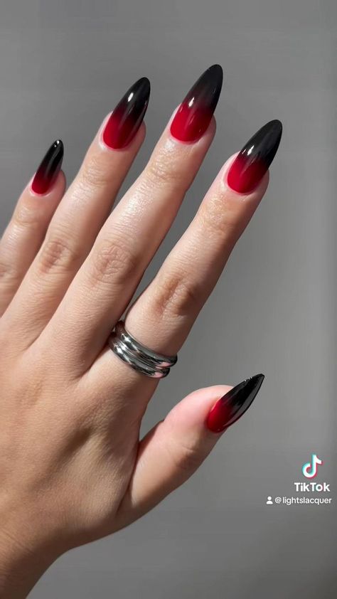 Red And Black Nails Prom, Black And Red Ombre Nails, Black To Red Ombre, Black Ombre Nails, Red Ombre Nails, Nails Prom, Black Ombre, Red Ombre, Prom Outfits