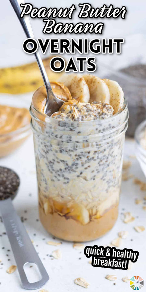 These peanut butter banana overnight oats are the best way to get going in the morning. It is so quick and easy to combine rolled oats, creamy peanut butter, bananas, maple syrup, and milk in a Mason jar and let the fridge do the work. This healthy recipe is so full of flavor, you will be excited to start your day! Grab your ingredients and prep these delicious oats today! Overnight Oats Mason Jar, Peanut Butter Banana Overnight Oats, Overnight Oats Recipe Easy, Best Overnight Oats Recipe, Blueberry Overnight Oats, Peanut Butter Overnight Oats, Easy Overnight Oats, Oat Recipes Healthy, Overnight Oats Recipe Healthy