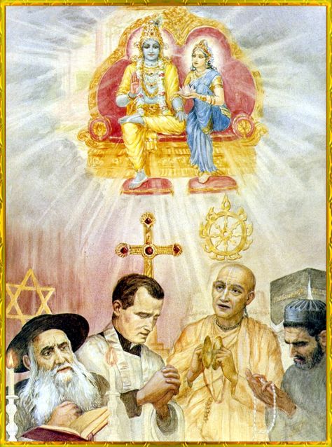 BHAGAVAD GITA {18 , 66 } mere actor in the divine play and the Lord as the great direc­tor in the cosmic drama of the soul on the stage of creation. Surrendering of individual will to divine will is the culmination of all spiritual practices, resulting in joyful participation in the drama of joys and sorrows of life. This is called liberation, or Mahayana in Buddhism. conti.. Bhakti Yoga, Hinduism Art, Vedic Art, World Religions, Krishna Painting, Bhagavad Gita, Mystical Art, God Art, Hare Krishna