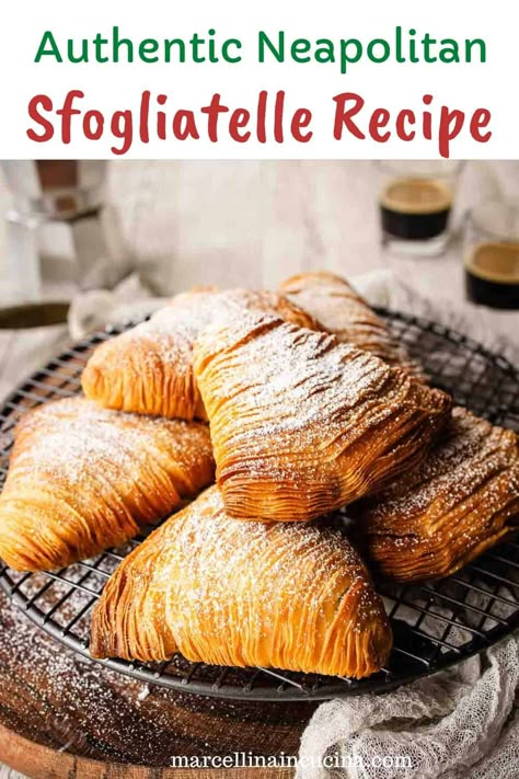 Italian Sfogliatelle Recipe, Sfogliatelle Italian Pastries, Grenadella Recipes, Cornetti Recipe, Italian Pastry Recipes, Sfogliatella Recipe, Neapolitan Recipes, Sfogliatelle Recipe, Semolina Recipe