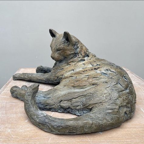 Cat Anatomy, Dremel Carving, Pottery Animals, Cat Sculpture, Concrete Sculpture, Paper Mache Art, Whimsical Cats, Shiga, Hand Built Pottery